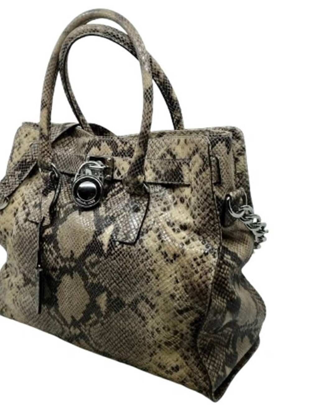 MICHAEL KORS~Hamilton~SPECIAL EDITION GRAY PYTHON LEATHER LARGE SATCHEL BAG